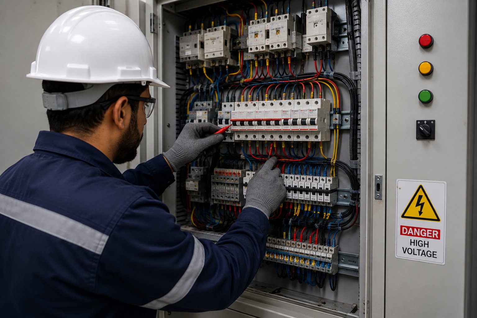 ربط وتوصيل لوحة توزيع كهربائية